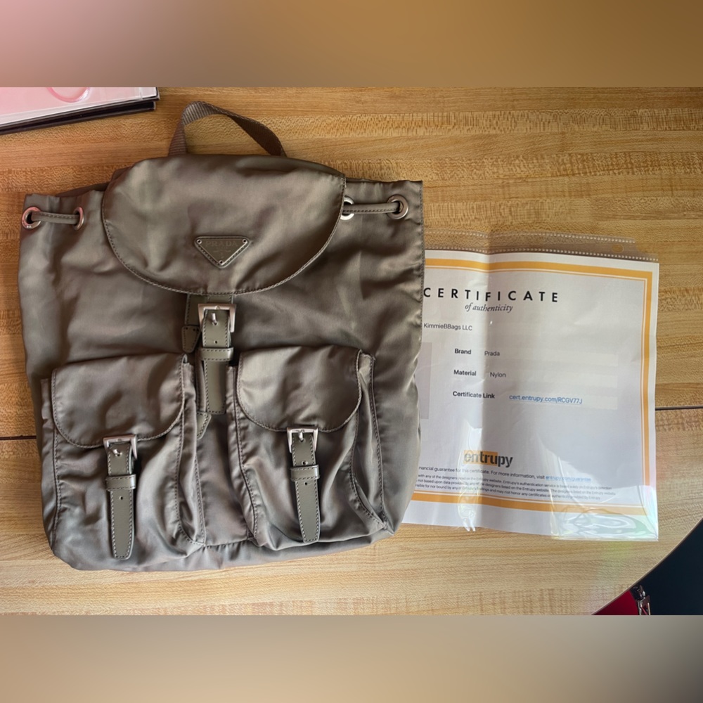 Prada Green/ Olive / khaki Nylon Mini Backpack with COA